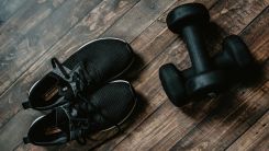 shoes and dumbbells