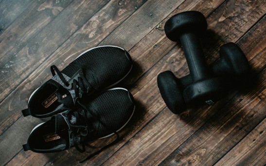 shoes and dumbbells