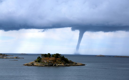 Waterspout near an Island