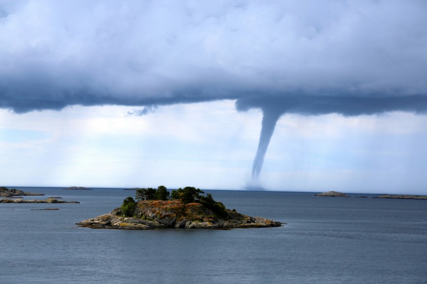 Waterspout near an Island