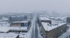 Snowy Urban Aerial View of Chattanooga Winter