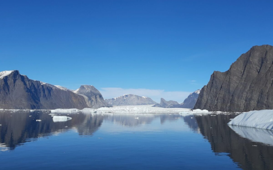 A melting glacier on the coast of Greenland.