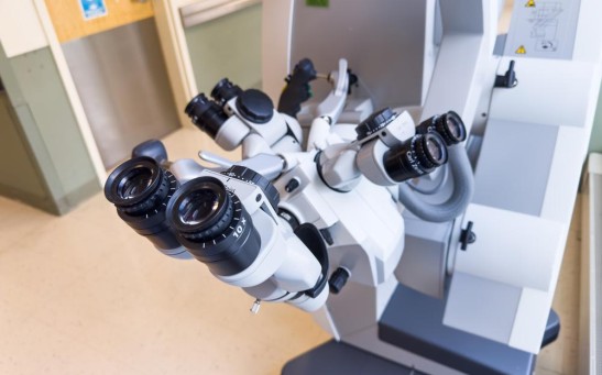 Modern ophthalmologist in the laboratory. medical technology.